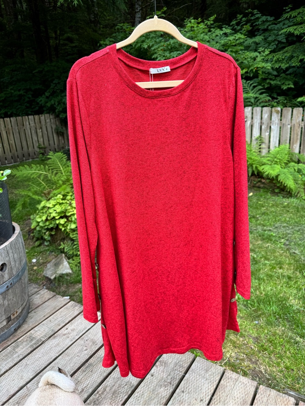 Red Long Sleeve Knit Tunic - UVN